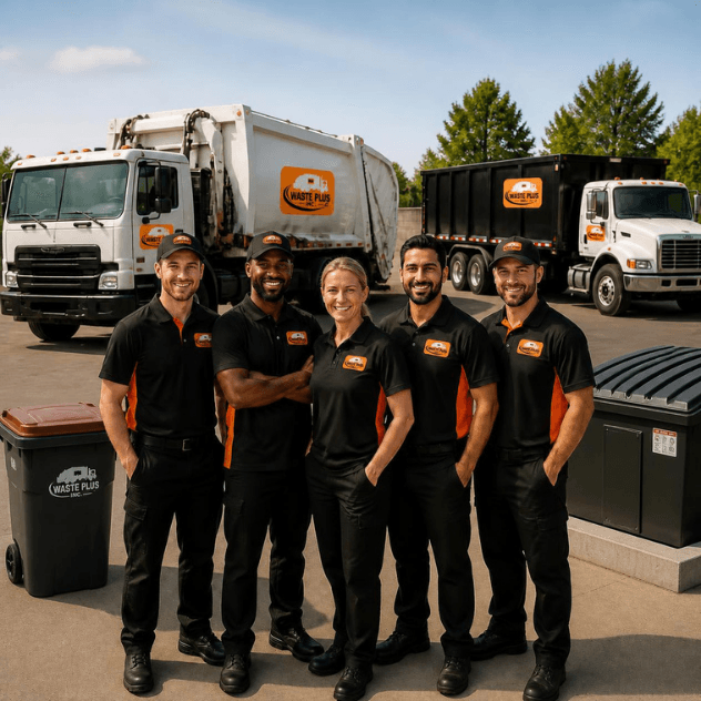 Waste Plus Inc. team providing waste management services